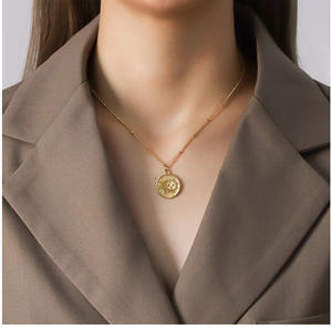 Collar de acero inoxidable con colgante de sol, Estrella y Luna, regalo de Navidad, 2020 - Product Image 3