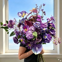 Bunga Sutra Buatan Warna Ungu untuk Dekorasi Lantai Tempat Pernikahan DIY Floral Modern Nordic Grosir