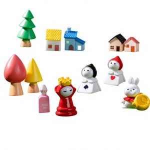 Dibujos animados 3D hadas jardín árbol rojo casa reina conejo blanco salvaje miniatura bosque estatuilla Animal juguete terrario escultura para chico - Product Image 1