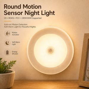 Round <b>LED</b> Night <b>Light</b> Warm White Tap Control Battery Operated ABS Material Modern Design for Bedroom Home - Product Image 1