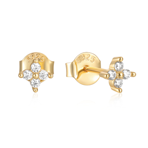 Aretes de Plata de Ley S925 con Diseño Floral y Moissanita Blanca para Niñas, CANNER, Verano - Product Image 1