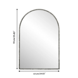 Arched Wall Mirror Silver Frame For Bathroom <b>Vanity</b> Living Room <b>Bedroom</b> Entryway Decor - Product Image 4