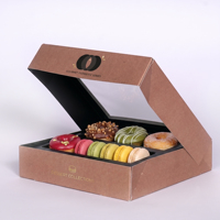 Boîte de présentation pour macarons en papier alimentaire transparent résistant à la graisse, emballage pour 6 ou 12 donuts, idéal pour les fêtes