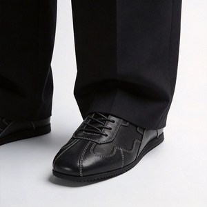 Chaussures décontractées pour hommes en cuir véritable de qualité supérieure, élégantes, noires, streetwear, plates, légères, pour l'extérieur - Product Image 4