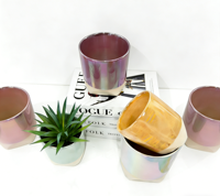 Ventes en gros de pots à succulentes en céramique avec finition chromée irisée - Pots émaillés holographiques pour la décoration intérieure de bureau, de maison et de jardin