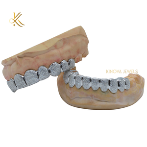 Parrillas dentales Grillz de dientes de diamante de lujo hechas a mano en plata de ley 925 y joyería de boca de diamante Moissanite para un aspecto elegante - Product Image 5