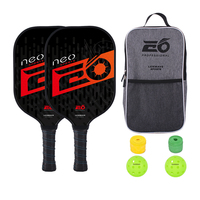 Raquette de pickleball en fibre de carbone personnalisée, professionnelle, légère, 16 mm, avec balles de pickleball