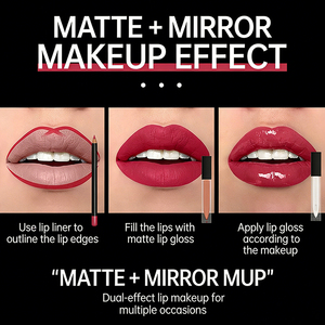 Coffret de maquillage 3 pièces avec logo personnalisé, crayon à lèvres mat imperméable, huile à lèvres et gloss à lèvres - Product Image 3