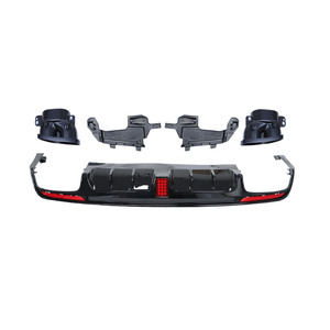 Bộ khuếch tán môi phía sau xe buýt với ống đuôi và ánh sáng cho Mercedes Benz W222 14-18 PP nhựa đen bóng - Product Image 6