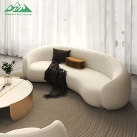Wayon Einzigartiges Gebogenes Bouclé-Sofa Modernes Weißes Stoffsofa für Zeitgenössisches Wohnzimmer