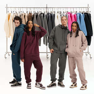 Conjunto de sudadera y Sudadera con capucha para <span class=keywords><strong>hombre</strong></span> de otoño e invierno, marca de moda <span class=keywords><strong>americana</strong></span>, Color sólido, traje cómodo grueso de felpa - Product Image 3