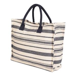 Eco Friendly Canvas <b>Reusable</b> Tote Shopping <b>Bags</b> with Customized Stripe Printing with Webbing Padded Handle - Product Image 4