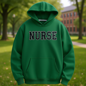 Sweat à capuche décontracté pour femme avec imprimé « Infirmière » style universitaire en noir, 100% polyester, vêtement d'automne, manches longues, coupe classique, résistant à la chaleur - Product Image 2