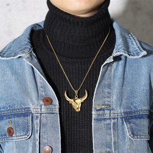 Fashion Bull Head Bone Pendants Stainless Steel Men Hip Hop Necklace Jewelry - Product Image 6