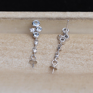 Base para Pendientes de Plata S925 con 6-7 Perlas, Diseño de Girasol, Accesorios Vacíos para Joyería de Plata 5468, Componentes y Fornituras para Joyería - Product Image 4