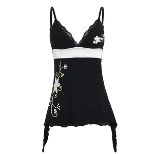 Wholesale Y2K Vintage Floral Lace <b>Patchwork</b> Irregular Hem V-Neck Vacation Tank <b>Top</b> for Women - Product Image 6