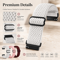 Correa de Reloj de Nailon Elástica con Patrón de Ondas Ouruoxi de 20 mm y 22 mm para Huawei GT3 W, Correa de Repuesto Elástica con Hebilla