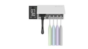 2025 nuevo diseño para el hogar montado en la pared inalámbrico recargable 5 ranuras cepillo de dientes soporte de esterilización con calefacción - Product Image 3