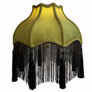 Pantalla <span class=keywords><strong>de</strong></span> Lámpara Vintage Moderna <span class=keywords><strong>de</strong></span> Terciopelo Verde Oliva Hecha a Mano, Ecológica, con Borlas Negras y Decoración Festoneada, para Lámpara <span class=keywords><strong>de</strong></span> Mesa para el Hogar - Product Image 2