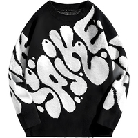 Pull en tricot chaud décontracté à col rond et manches longues surdimensionné pour homme, imprimé Y2K, OEM, hiver