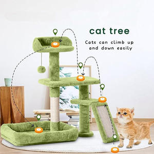 Hersteller Custom Luxus Großer Kratz baum Turm Hochleistungs-Woll kratzer Grüner Plüsch Moderner Stil für mehrere Katzen Großhandel - Product Image 6