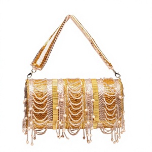 OEM Custom Women Luxury Evening Clutch Bag with Resin Pearl Half Moon Design Chain Strap for Wedding Parties - Product Image 1
