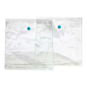Saco de embalagem de camiseta de pvc transparente, saco de plástico macio personalizado com botão