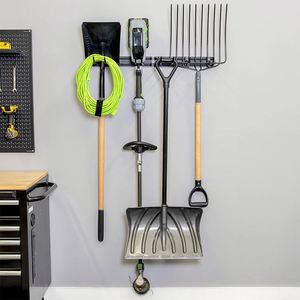Large Capacity Adjustable Metal <b>Wall</b> Mount Yard Hanger Hanging <b>Hooks</b> Garage Storage Rack Organization Garden Tool Organizer - Product Image 4