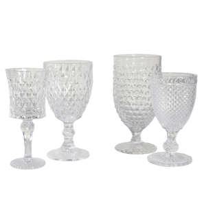 Stile Vintage bevanda in vetro calice trasparente modello pressato vino tazza acqua gambo lungo vetro colorato stile retrò tazze lunghe - Product Image 6