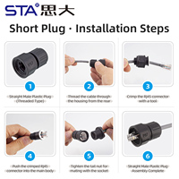 Conector Impermeable RJ45 IP67 para Exteriores, Hembra Roscada, Montaje en Panel, Placa PCB, Cable Cat5e CAT6e de 8 Pines, PVC, 0.3M 0.5M 1M