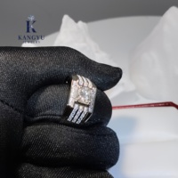 Bague Kangyu de luxe Hip Hop en argent sterling 925, 7g, avec moissanite taille brillant en grappe, sertie à griffes, certifiée GRA, unisexe