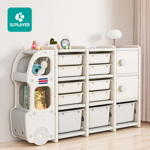 Large-Capacity 1 MOQ Car Shape Shelf Book Shelves Organizer Rack Plastic baby drawer Children furniture Kids Toy Storage Cabinet