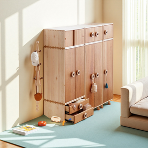 Armoire pour enfants en bois massif de style nordique simple, avec plusieurs compartiments, pour chambre d'enfant - Product Image 2