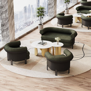 Hotel Sofa Set Fabric Metal <b>Frame</b> Loveseat Durable Office Meeting Seating - Product Image 2