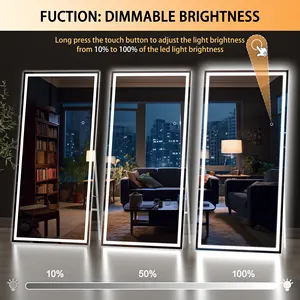 กระจกไฟ LED ติดผนังสำหรับร้านเสริมสวยกระจกส่องสว่างทรงสี่เหลี่ยมผืนผ้า