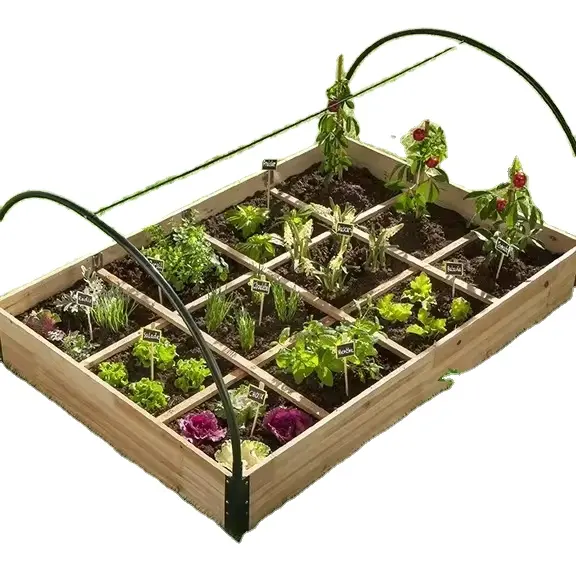 XWP025 cama de jardín con cubierta de PVC para jardín al aire libre jardinera piso vegetal abeto madera