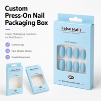 Boîte d'emballage personnalisée pour faux ongles avec fenêtre transparente et logo, en papier, pour l'emballage de produits de beauté pour ongles