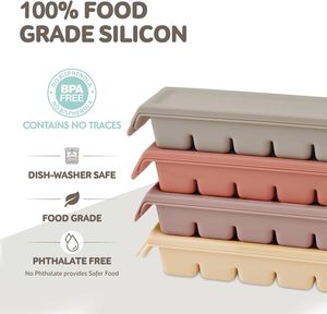 Bac de congélation en silicone pour bébé et tout-petit, pour aliments, fruits, légumes, purées, avec couvercles - Product Image 2