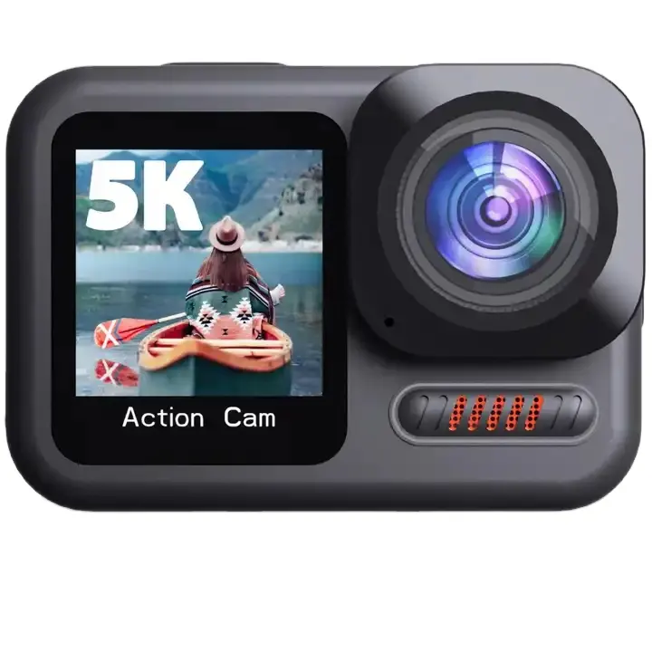กล้องกีฬามอเตอร์ไซค์หน้าจอสัมผัส2.0นิ้ว5K ความละเอียดสูง4K 60FPS Go Pro หน้าจอคู่กันน้ำระดับมืออาชีพ