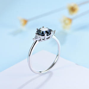 Anillos de Moissanita Gris Kuololit, Oro Blanco de 10K, Anillo de Compromiso, Boda, Promesa, Hexagonal Gris Natural para Mujer, Sólido de 7mm - Product Image 5