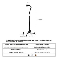 Nouvelle Arrivée Canne de Marche Légère en Alliage d'Aluminium pour Personnes Âgées, Conception à Quatre Pieds, Canne Quadripode, Capacité de Charge de 50 kg, Réglable de 77 à 100 cm