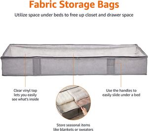 Durable Fabric With Plastic Structure <b>Large</b> Space Saver Under Bed Storage Bags for Blankets Clothes - Product Image 2
