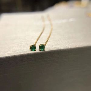 Pendientes de Cadena con Hilo de Esmeraldas de Oro Puro de 18K para Mujer, de 7.5cm, para Compromiso o Boda, Marca Xinfly - Product Image 2