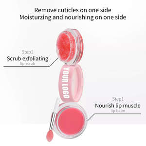 Бальзам для губ клубничный с логотипом под заказ и скраб для губ, отшелушивающая маска для губ, 2 в 1, оптом, веганский скрабы для губ с собственной торговой маркой - Product Image 2
