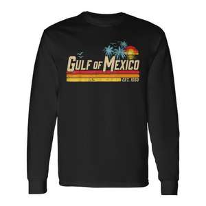 Camiseta de manga larga para hombre Gulf Of Mexico Retro Vintage Beach Est 1550 - Product Image 1