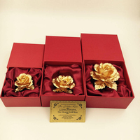 Bros Pin Mawar Emas 24K 5cm 6.5cm 8cm dengan Kotak Hadiah Sertifikat Buatan Tangan untuk Pernikahan Valentine Mewah