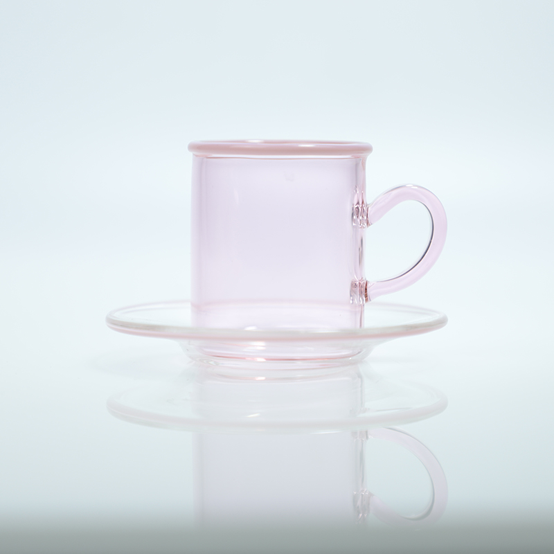 Light pink borocilicate tea glass cup set