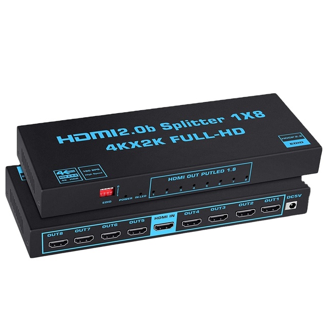 HDMI Splitter 1x2 1x4 1x8 4K Splitter 1 in 2 Out 2 Port Amplifier Cable Splitter 2.0 for PS4 PS5 Xbox