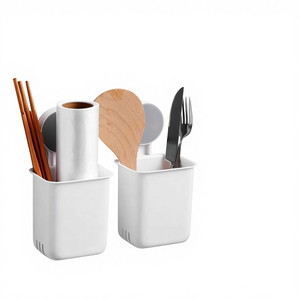 ที่วางแปรงสีฟันและยาสีฟันแบบติดผนัง รูปทรงสี่เหลี่ยม ใช้ติดด้วยถ้วยดูดสุญญากาศ เป็นมิตรกับสิ่งแวดล้อม ทำความสะอาดง่าย วัสดุพลาสติก ABS สำหรับจัดเก็บในห้องน้ำ - Product Image 1