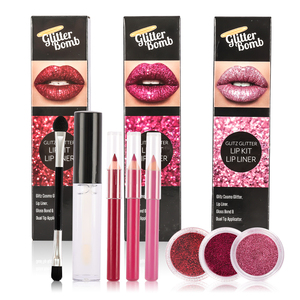 Bán Buôn Glitter Lip Kit Lip Makeup Set Long Lanh Cao Lip Gloss Bond Kép Tip Applicator Set Làm Cho Logo Của Riêng Bạn Nhãn Hiệu Riêng - Product Image 1